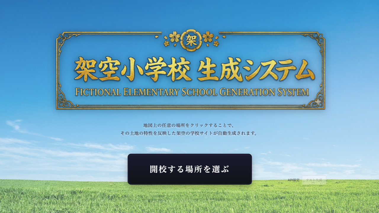 架空小学校生成システムのトップ画面